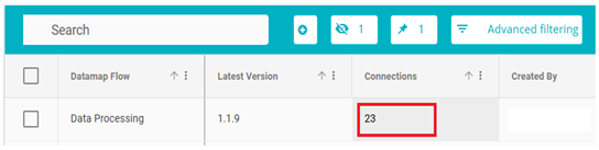 Showing number in connections column