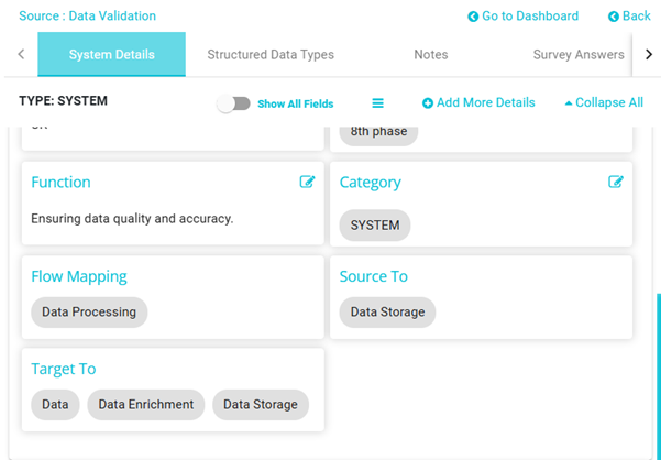 Showing System Details page