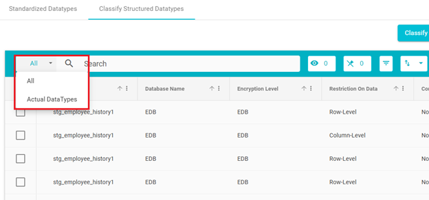 Screenshot showing dropdown menu beside the search bar