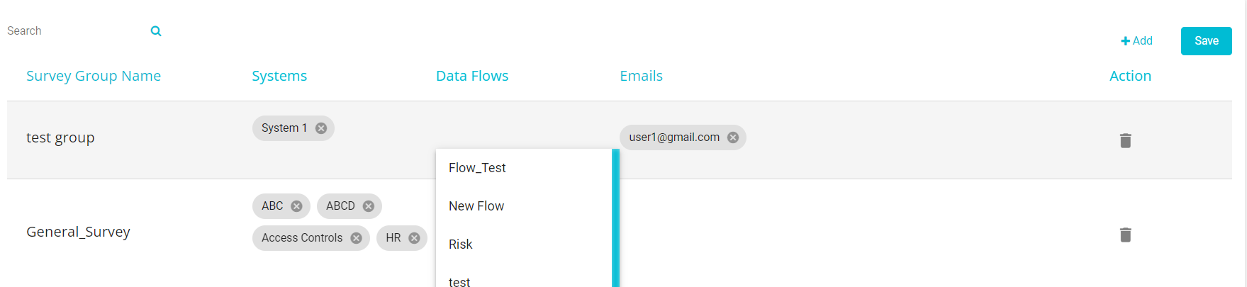 Image showing DataFlows dropdown allowing the user to select the required dataflows